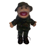 14" Boy Soldier (Black Hair) Army Glove Puppet