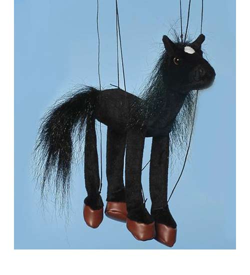 Baby Horse (Black) Marionette String Puppet - Click Image to Close