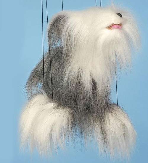 Baby Sheepdog Dog Marionette String Puppet - Click Image to Close