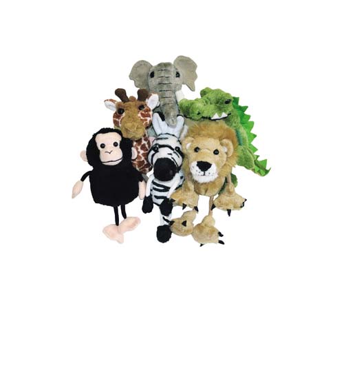 Professional African Animals Finger Puppet Set of 6 - Click Image to Close